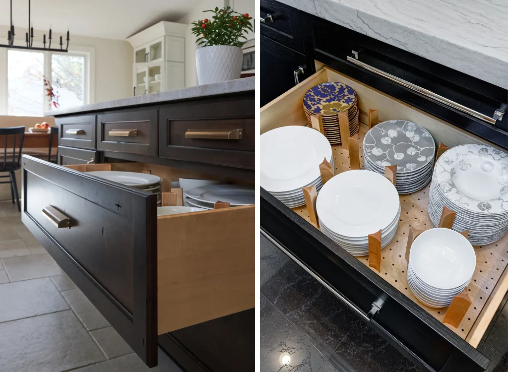 The Holiday Cook image by Kitchen Design Partners The Holiday Cook Northbrook Farmhouse Kitchen 16 Refined Luxury 9 Dinnerware Drawer Combo